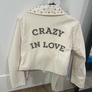 12th Tribe Crazy in Love white leather jacket size small